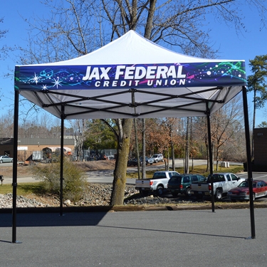 Full Color Valance Wrap with a stock white canopy