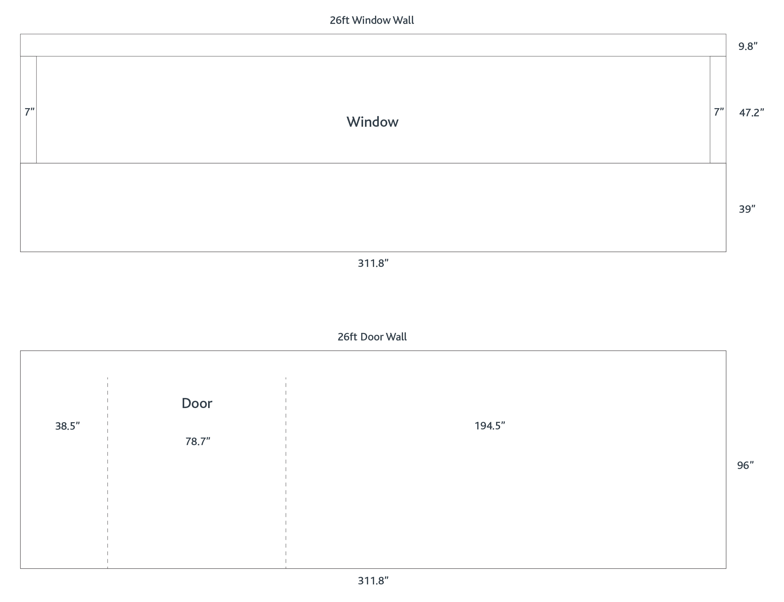 26ft Door & Window Measurements 